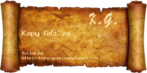 Kapy Géza névjegykártya
